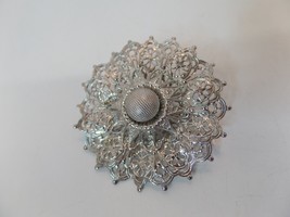 Judy Lee Stamped Pendant/Brooch Silvertone Delicate Design Vintage 2.5&quot; ... - $19.80