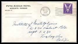 1943 US Ad Cover - Fifth Avenue Hotel, Augusta, Kansas B16 - £2.37 GBP