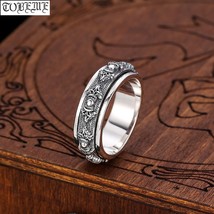 100% 925 Silver Tibetan Spinning Ring Vintage sterling Turning Ring buddhist Vaj - £40.99 GBP