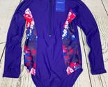 Child Swimwear Swimsuit Rashguard Girl XXL Blue Long Sleeve Floral - $33.25