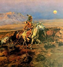 The Horse Thieves Native American Full Moon 1978 Old West Print Russell LGAD99 - £39.27 GBP