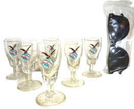 6 Fernet Branca Vintage Stemmed Shot Glasses &amp; 1 Fernet Promotional Sung... - $74.95