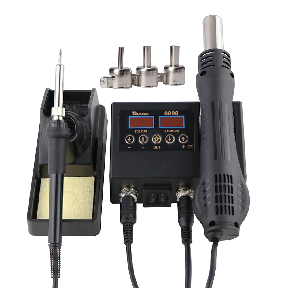 New 8898 2 In 1 SMD Rework Welding Station LCD Digital Display Hot Air Soldering - £68.84 GBP
