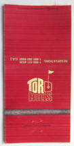 Tor Hills - Louisiana Championship Golf Course Resort 30 Strike Matchbook Cover - £1.42 GBP