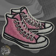 Pink Converse Sneakers Shoes Iron On Patch Embroidered Craft Applique - $6.88 CAD