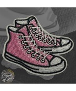 Pink Converse Sneakers Shoes Iron On Patch Embroidered Craft Applique - $6.86 CAD