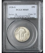 1928 S US Standing Liberty Quarter 25c Coin PCGS Mint State 65 Premium Q... - £474.43 GBP