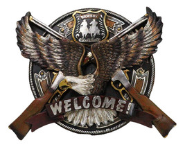 Western Bald Eagle With 2 Rifle Shotguns Cowboy Party Welcome Wall Decor... - $565.23 MXN