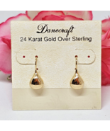 DANECRAFT 24k Yellow Gold Over 925 Sterling Silver Vermeil Teardrop Earr... - $24.95