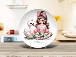Personalised Girl with Bunny, Cow, Monkey, Penguin, Puppy, Racoon, Swan,... - $64.14 CAD