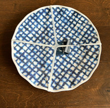 Nautica Home Set of 4 Melamine Dinner Plates  New Blue White - £23.88 GBP