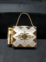 1940s Art Deco Cigarette Makeup Compact Purse with Handle &amp; Lipstick Holder - $49.72