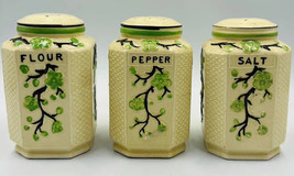 Vintage Japanese Moriyama  Ceramic Sugar &amp; Pepper &amp; Flour Shakers - £17.45 GBP