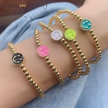 10PCS, Smiley Face Bracelet For Women Enamel Smile Bracelets Fashion Jewelry Han - £45.70 GBP