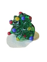 Small Hand Made Art Glass Christmas Tree Bead Deep Green Color Ball Orna... - $14.36