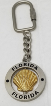 Florida Scallop Shell Keychain Movable Center Like 1990s Silver Gold Metal - £9.07 GBP
