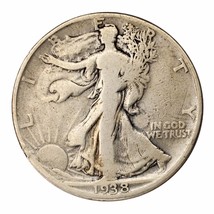 1938-D Silver Walking Liberty Half Dollar 50C (Very Good, VG Condition) - £57.16 GBP