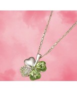 Green Four Leaf Clover Good Luck Necklace - £4.78 GBP