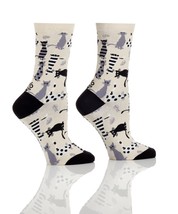 Cat Motifs Women's Premium Socks Yo Sox Crew Style Size 6 - 10 Cotton Blend