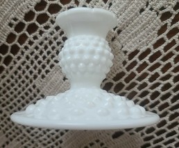 Vintage ~ 3.5&quot; Candlestick Holder ~ Fenton White Milk Glass Hobnail Design - £20.51 GBP
