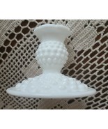 Vintage ~ 3.5&quot; Candlestick Holder ~ Fenton White Milk Glass Hobnail Design - $26.18