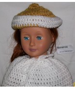American Girl Gold and White Brim Hat, Crochet, 18inch Doll, Handmade  - £6.39 GBP