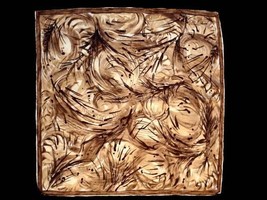 Vintage RETRO  Acetate Scarf Brown Abstract 1950S  Signed Rhodia 26&quot; Squ... - $19.80