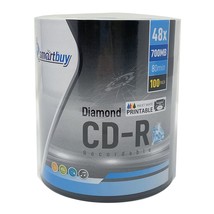 100 Pack Smartbuy Diamond CD-R 48X 700mb/80min White Inkjet Hub Printabl... - £33.10 GBP