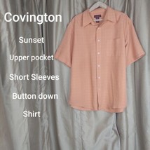 Covington Sunset Orange Short Sleeves Upper Pocket Button Down Shirt Size L - £11.02 GBP
