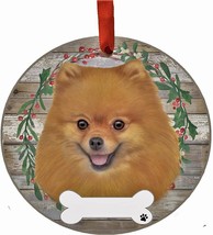 Pomeranian Dog Wreath Ornament Personalizable Christmas Tree Holiday Decoration - £11.30 GBP