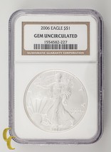 2006 Plateado 1 OZ American Eagle NGC Graduado Joya que No Ha Circulado - $1,424.81 MXN