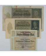 1922-1923 Germania 4-Notes Currency Set Della Repubblica &amp; Tedesco Ferrovia - $52.51