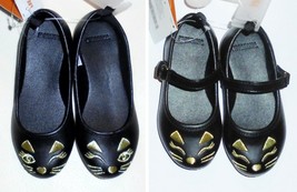 Gymbore Little Girls Black Cat Flat Glitter Pleather Shoes Size 4 5 6 9 NEW - £11.95 GBP+