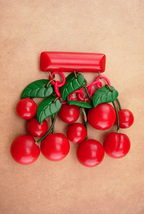 LARGE Vintage Cherry bakelite brooch set red cherry bakelite - Gardener gift -  - £355.71 GBP