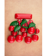 LARGE Vintage Cherry bakelite brooch set red cherry bakelite - Gardener ... - £350.04 GBP