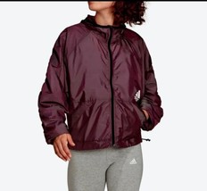 2XL adidas x Zoe Saldana Women&#39;s Burgundy/Black Hooded Windbreaker (GS3878) - £27.35 GBP