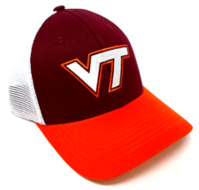 Virginia Tech University Hokies Logo Curved Bill Mesh Trucker Snapback Hat Cap - £13.62 GBP