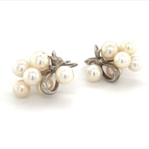 Mikimoto Estate Akoya Pearl Earrings Sterling Silver 6.65 mm 7.2 Gr M235 - £240.34 GBP