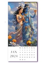 Hindu God Krishna Calendar English 12 Sheets Monthly Calendar 2024-30x15cm - £25.60 GBP