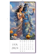 Hindu God Krishna Calendar English 12 Sheets Monthly Calendar 2024-30x15cm