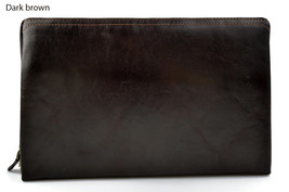 Leather pouch leather zipped bag big leather clutch zipper pouch leather... - $110.00