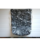 Drawstring Backpack Space theme black and white denim canvas material - $338.52 MXN