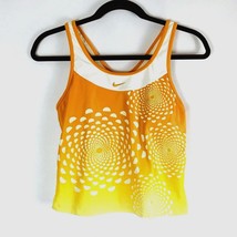 Nike Womens Shirt Size 4-6 Racer Back Orange Tank Dri Fit White Fitness Top - $17.59