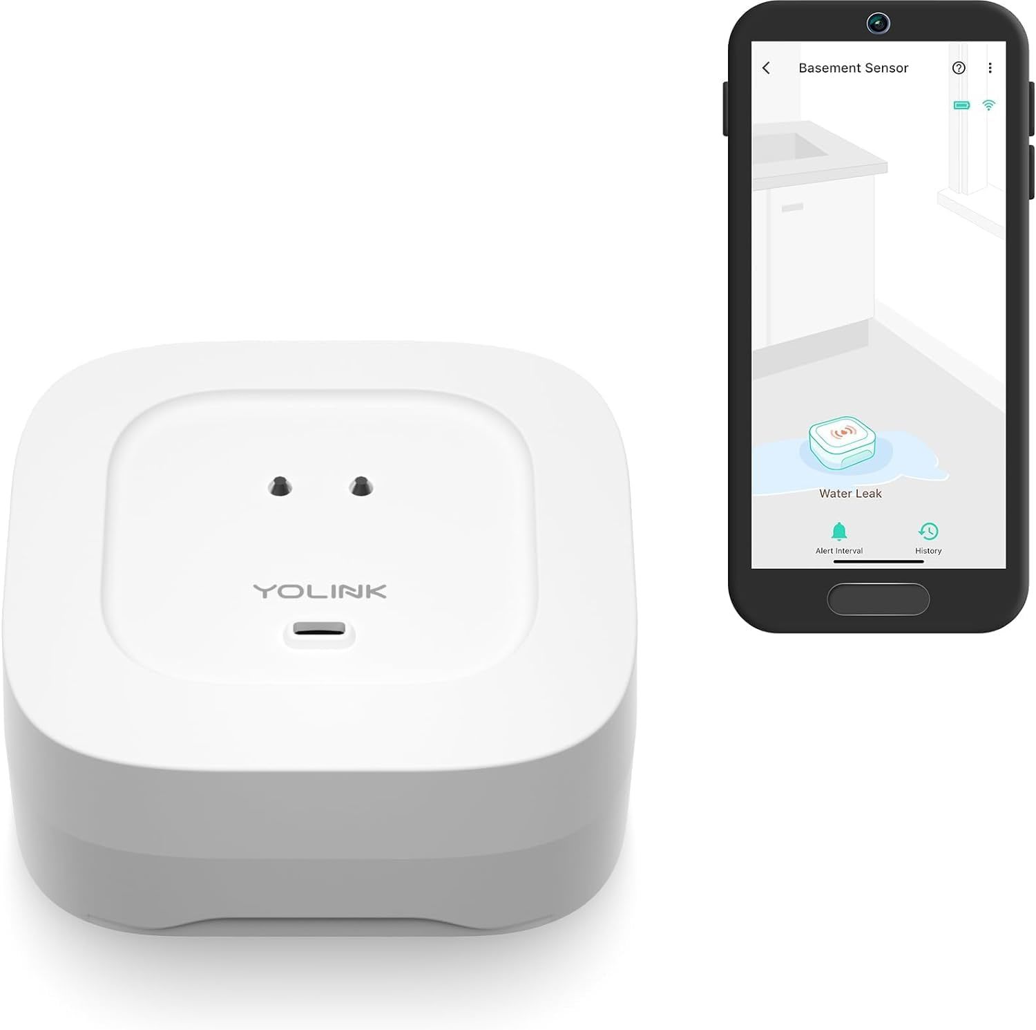 Yolink Water Leak Detector 4 With 105Db Audio Alarm, Freeze, Hub Required - $35.99