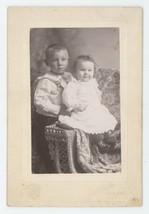 Antique Circa 1890s Small Cabinet Card Adorable Brother and Sister Honesdale, PA - £7.46 GBP