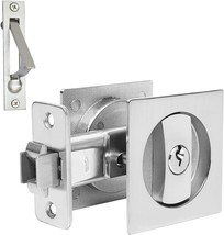 Dontay Pocket Door Lock, Including Edge Pull, Brushed Nickel, Square - 1 Pack - £38.86 GBP