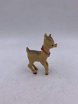 Vintage Plastic Rudolph The Red Nose Reindeer Red Neck Bow Mini Christma... - $13.80