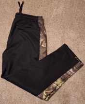 Fishouflage Fishing Black Camo Sweatpants Pockets Zippered Legs Sz XL 36... - $23.28