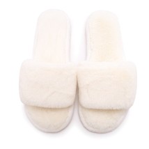 Women Fuzzy Faux  Slippers Fluffy Flip Flops Open Toe Cozy House Slides Soft Plu - £20.16 GBP