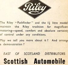 1954 Scottish Automobile Riley Dealer Scotland Advertisement Automobilia... - €8,57 EUR
